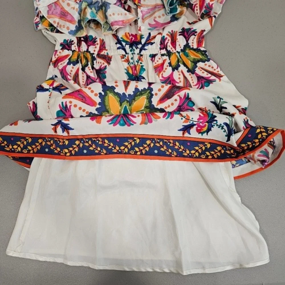 ECI New York Tropical Mini Dress V Neck Resort Vacation Size 2 - Picture 8 of 15